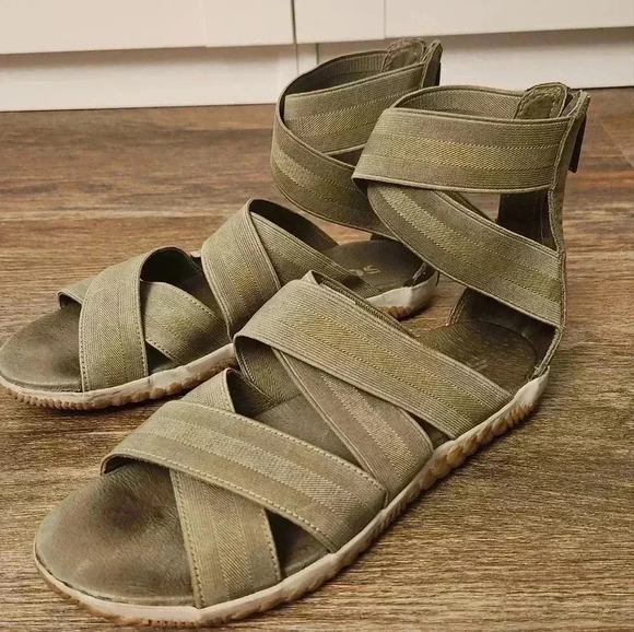 Sorel Out & About Plus Sandals Elastic Gladiator sage green women's 8.5 - Picture 1 of 7